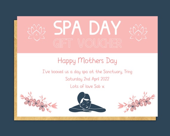 Personalised Spa Gift Certificate, Spa Day Gift Card for Mom, Spa Treatment  Coupon, Mothers Day Voucher, Birthday Gift Voucher, Best Seller 