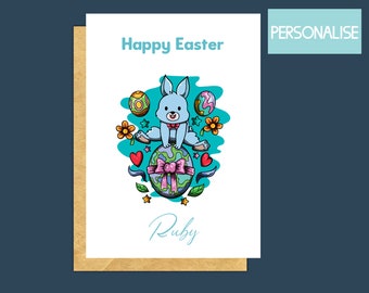 personalised easter card for kids, easter card for daughter, easter card for son, happy easter card, hoppy easter card, easter wishes card