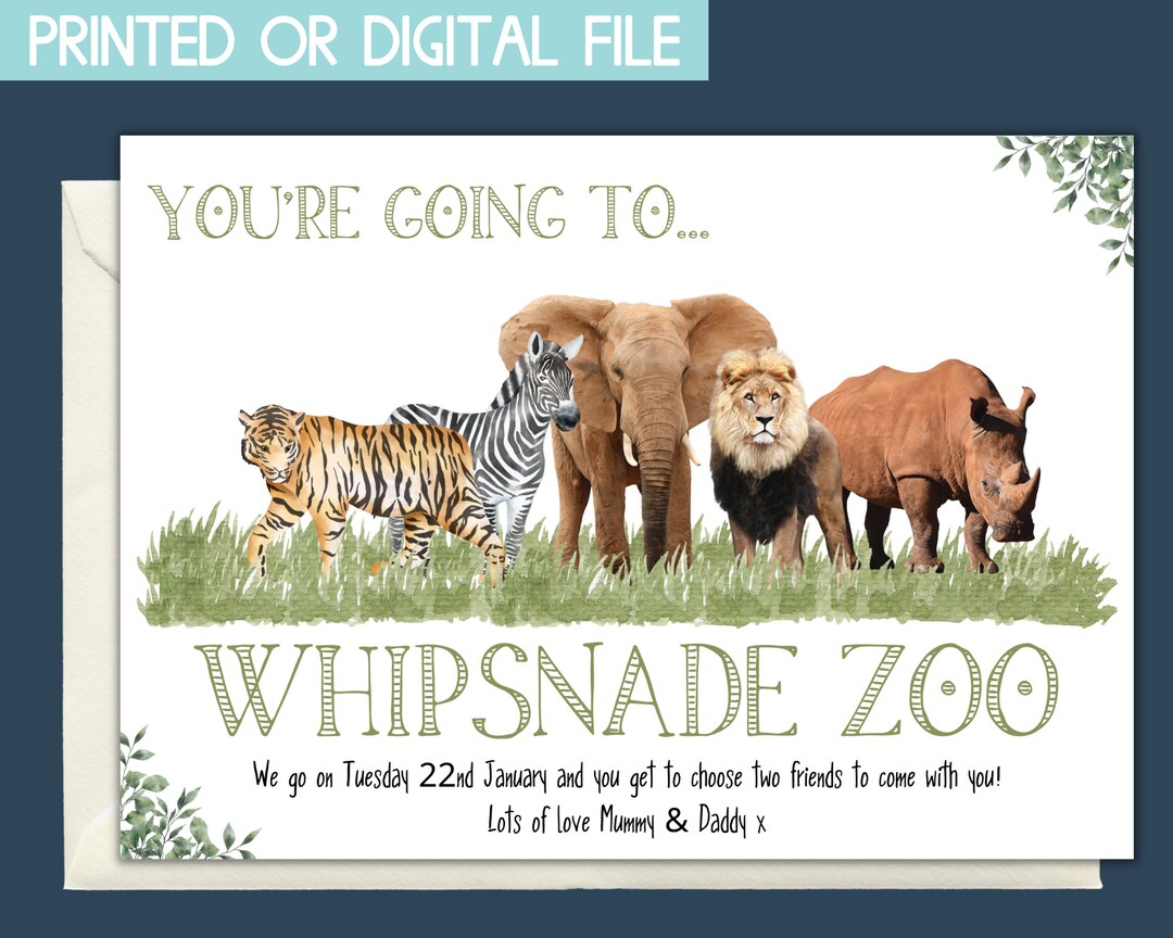 Zoo Gift Voucher, Printable Zoo Ticket, Safari Ticket, Birthday Zoo