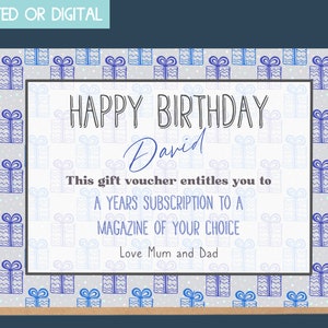 Gift Coupon Printable, Gift Voucher Template, Birthday Coupon for Teens ...