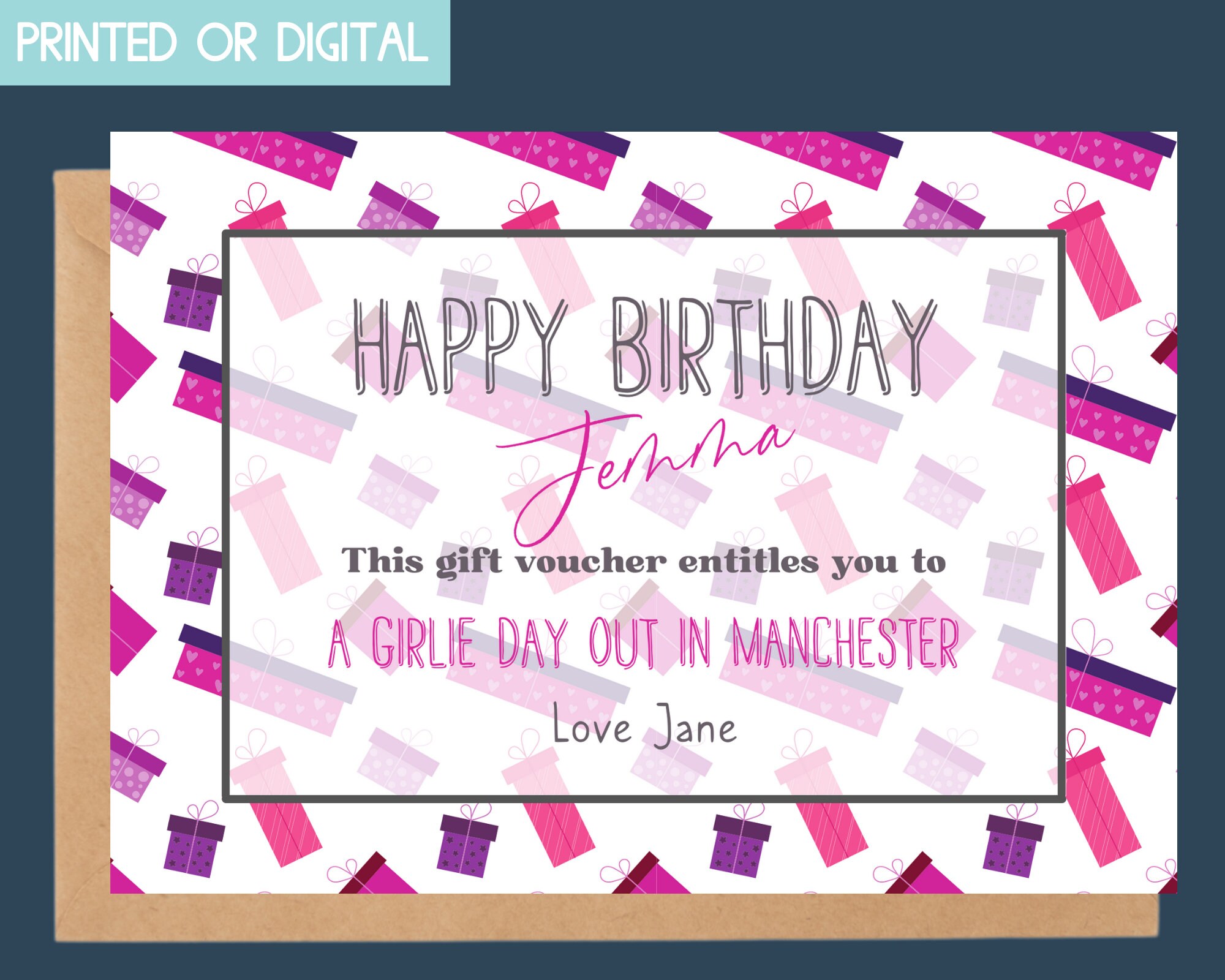 Gift Coupon Printable Gift Voucher Template Birthday Coupon - Etsy UK