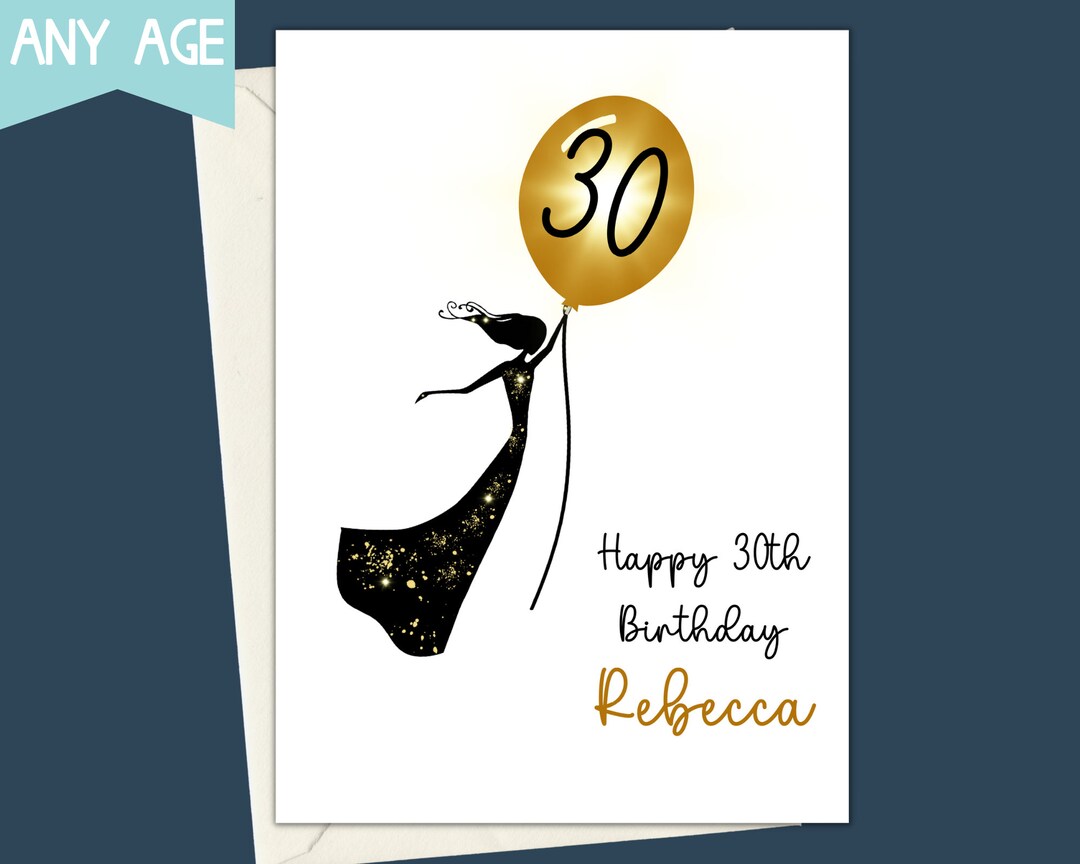 30th Birthday Card for Her, Personalised 30th Card Girlfriend, Friend
