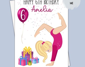 carte d’anniversaire de gymnaste, cartes d’anniversaire de gymnastique personnalisées pour elle, fille de carte de 6e anniversaire, fille de carte de 5e anniversaire, carte de 7e anniversaire