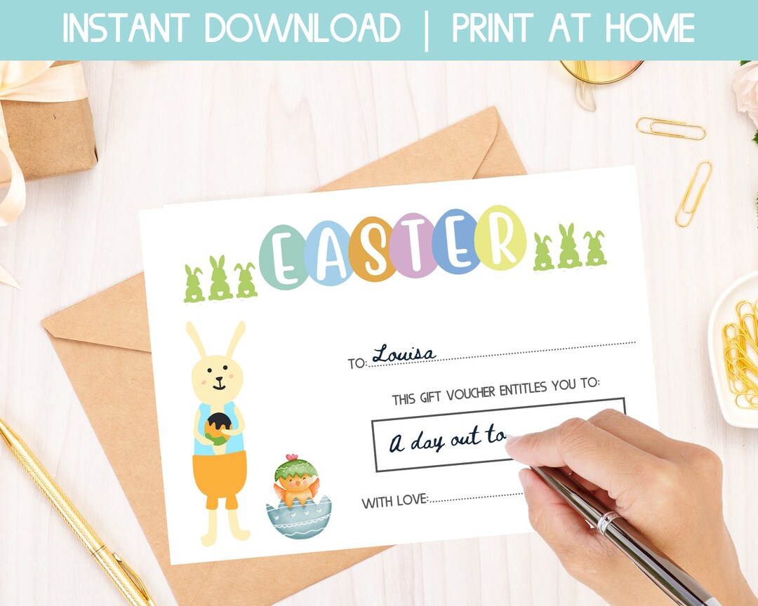 Easter Gift Certificate, Instant Download Easter Gift Card, Printable