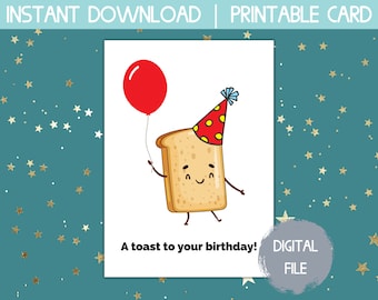 Printable Funny Birthday Card. Birthday Toast Greeting Card - Etsy