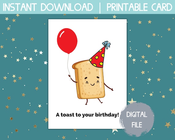 Printable Birthday Card Funny Birthday Pun Card Toast Card - Etsy