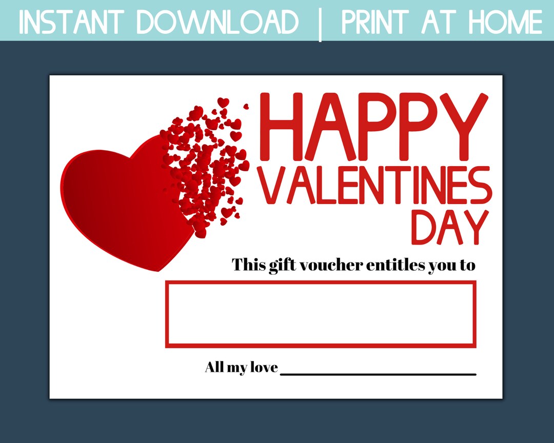 Valentine Gift Voucher, Printable Valentines Coupon, Blank Gift ...