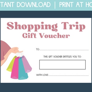 Shopping Trip Voucher, Shopping Gift Certificate, Blank Gift ...