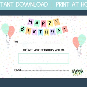 certificado de regalo de cumpleaños imprimible, tarjeta de regalo de descarga instantánea, tarjeta de regalo de feliz cumpleaños, cupón imprimible, certificado de regalo digital, mejor