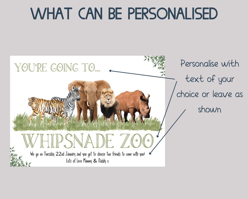 Zoo Gift Voucher Printable Zoo Ticket Safari Ticket Etsy UK