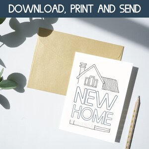 Carte imprimable New Home, carte à téléchargement numérique, home sweet home, déménagement, version imprimable à téléchargement immédiat, nouvelle maison, félicitations pour votre nouvelle maison