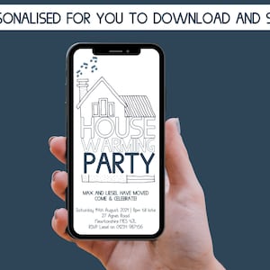 Invito elettronico per inaugurazione della casa, annuncio di trasloco download digitale, cambio di indirizzo, invito per inaugurazione della casa, invito per festa in casa
