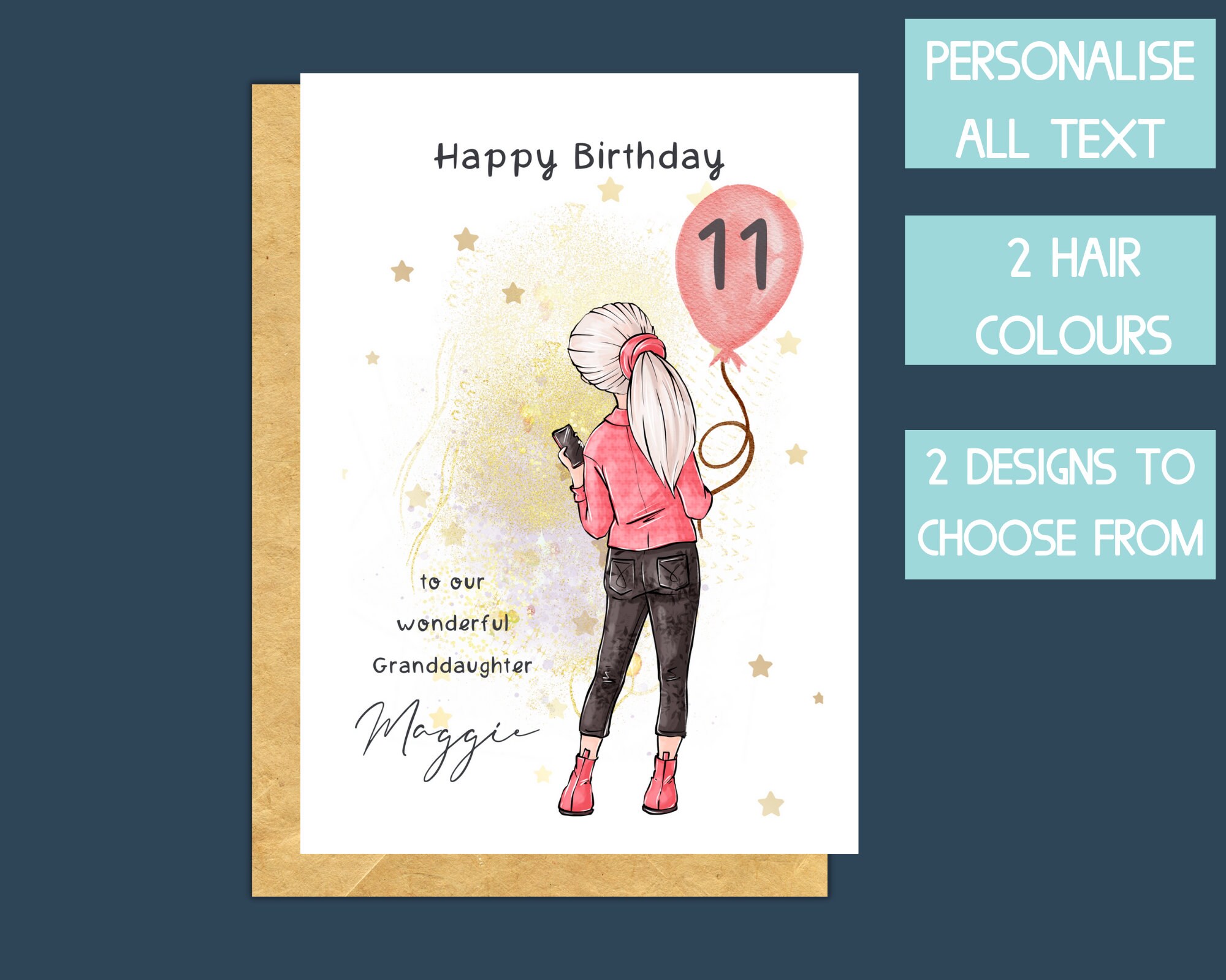 13th birthday card girl teenager card 14th birthday girl card