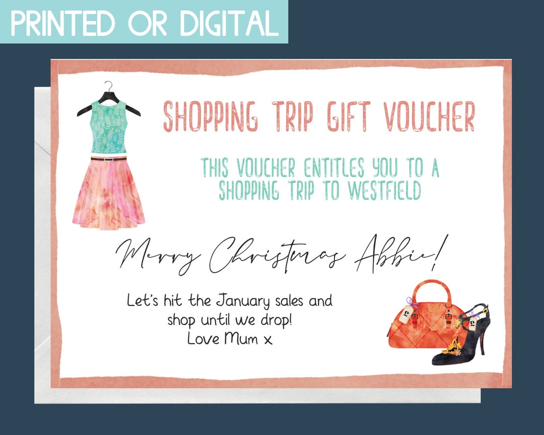 Shopping Trip Gift Voucher Coupon, Birthday Gift for Teenage Girl ...