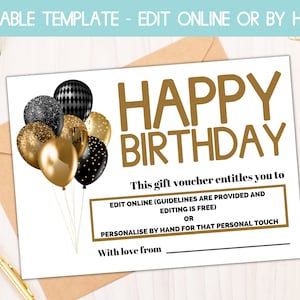 birthday gift certificate template, printable blank gift voucher, editable last minute gift printable, generic gift certificate, diy gift