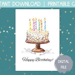 Cartes d'anniversaire imprimables, téléchargement immédiat, carte de joyeux anniversaire imprimable, carte de gâteau d'anniversaire, cartes pliables, best-seller