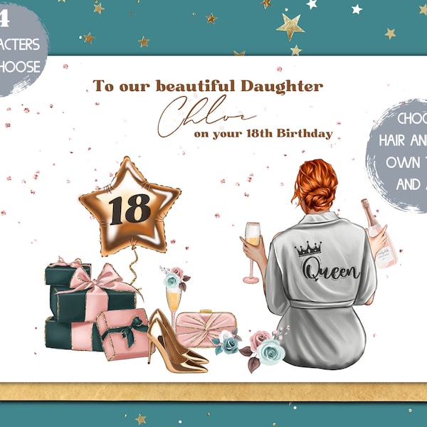 18th birthday card for granddaughter, personalised 30th birthday card friend, 40th birthday card sister, 21st birthday card daughter, best