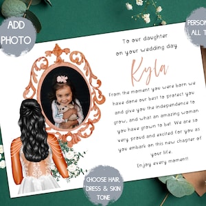 carte personnalisée fille le jour de votre mariage, à notre fille le jour de son mariage, carte de mariage pour fille, carte de mariage des parents