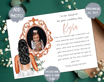 Personalized Daughter Wedding Day Card, Photo Keepsake