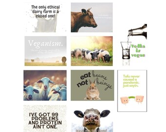 10 postcards with vegan Quotes