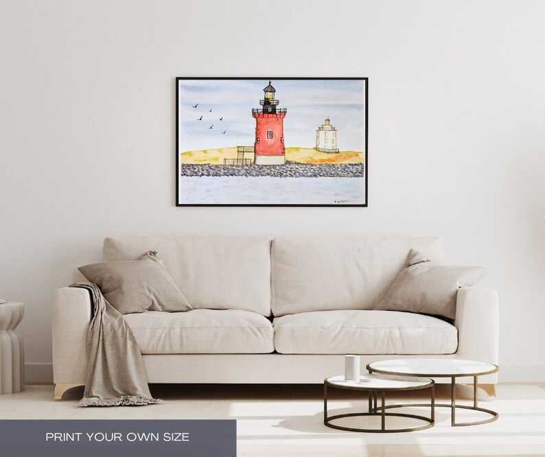Printable Watercolor Lighthouse Digital Print, Instant Download
