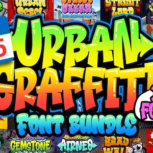Graffiti Font Bundle, Urban Font, Vintage Font, Retro Font, Street Font, Gaming Font, Hip Hop font, Canva Font, Cricut Font, Decoration Font