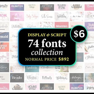Display & Script Font Bundle - Font Bundle, Handwritten Font, Calligraphy Font, Script Font, Cricut, Procreate, Canva, Wedding, Commercial