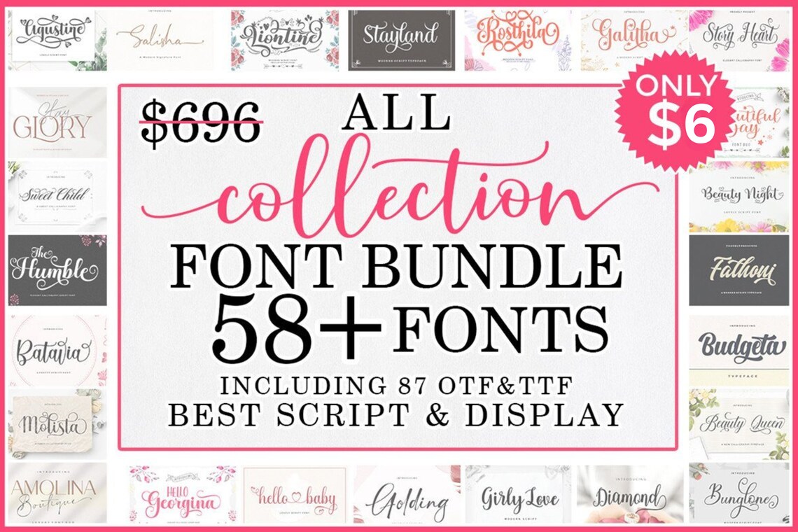 Mega Collections Font Bundle - Font Bundle, Cricut Fonts, Procreate ...