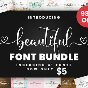 New Beautiful Fonts Bundle - Handwritten Font Bundle - Fonts, Calligraphy Font, Script Font, Cricut Font, Wedding Font, Commercial Use Font