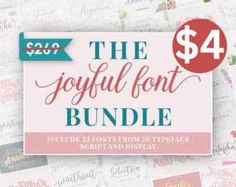Joyful Font Bundle – 33 Groovy & Farmhouse Fonts