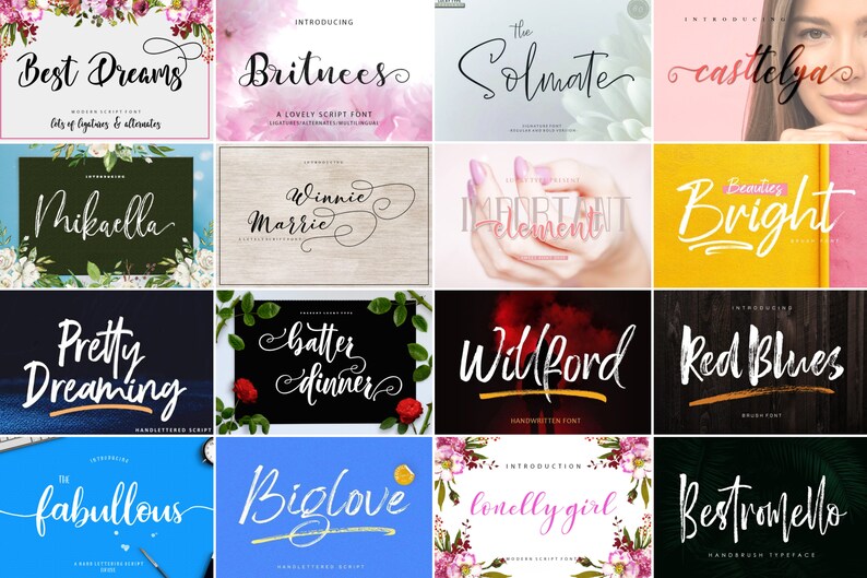Mega Collections Font Bundle Font Bundle, Cricut Fonts, Procreate Fonts ...