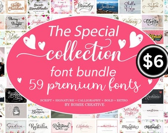 New Bundle Collection Font Bundle - Cricut Fonts - Procreate Fonts, Branding Font, Handwritten Fonts, Farmhouse Fonts, Fonts for Crafting