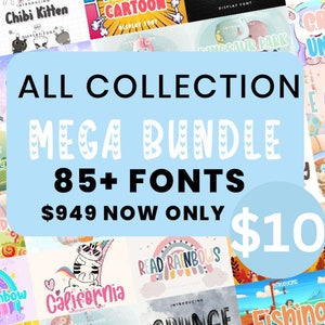 Paquete de fuentes Mega Collection, paquete de fuentes para Cricut, fuentes goodnotes, fuentes de escritura a mano, paquete de fuentes grandes, fuentes procreate, fuentes lindas nuevas