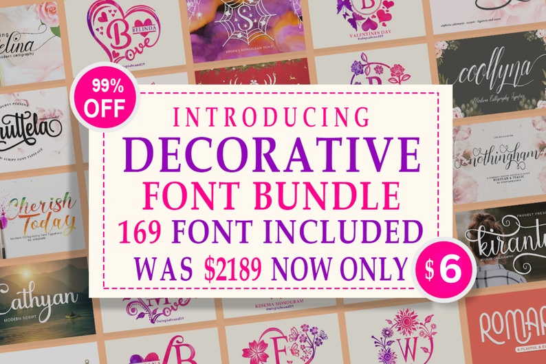 Decorative Font and Monogram Font Bundle - Calligraphy Fonts,cricut ...