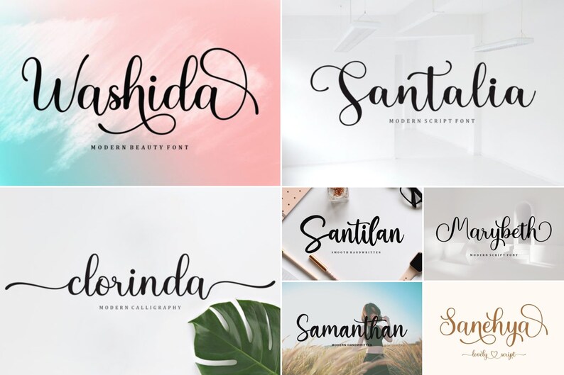 Lovely Script Font Bundle, Calligraphy Fonts With Tails (24+) - Etsy
