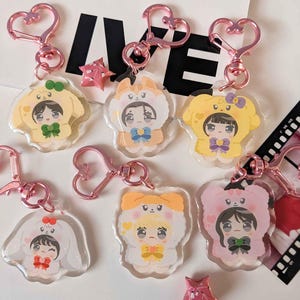 IVE Minive K-pop 1.5 acrylic charms, epoxy glitter | Yujin, Gaeul, Rei, Wonyoung, Liz, Leeseo