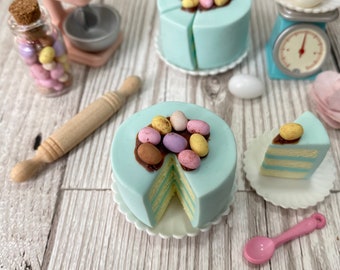Miniature blue Easter cake