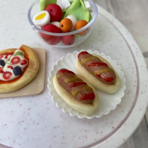 Miniature set of two hot dogs
