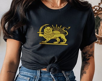 Shiro Khorshid Shirt, Lion and sun shirt, Persian flag symbol, Free Iran , Zan Zendegi Azadi, stand with iranian women