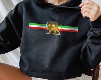 Shiro Khorshid Hoodie, Iran Flag Lion and Sun, Persian Flag Hoodie, Pahlavi Hoodie, Free Iran, Zan Zendegi Azadi, stand with iranian women