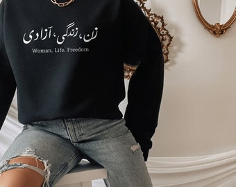 Zan Zendegi Azadi shirt, jin jiyan azadi shirt, women life freedom shirt, stand with iranian women shirt & sweatshirt, unisex, Iran, NASAXx
