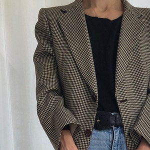 Vintage Herringbone Wool blazer made in Spain. Gift for her