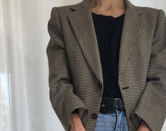 blazer vintage en laine à chevrons fabriqué en Espagne. Cadeau pour elle