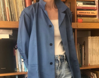 Veste de travail bleue vintage, fabriquée en Italie dans les années 90.