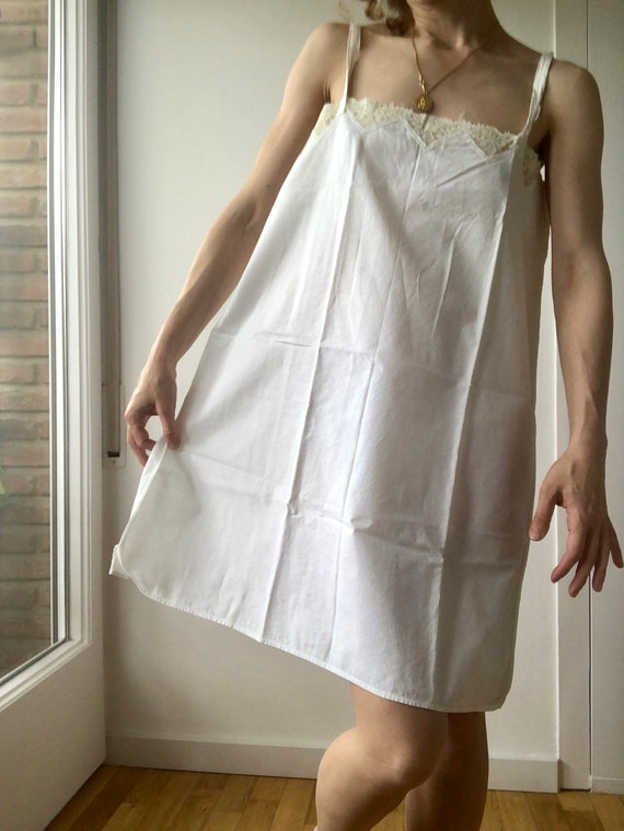 Vintage Antique French Linen Slip Dress, Antique … - image 3