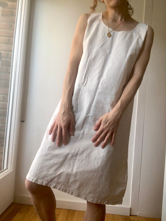 Vintage minimal linen dress, Antique French Linen… - image 3