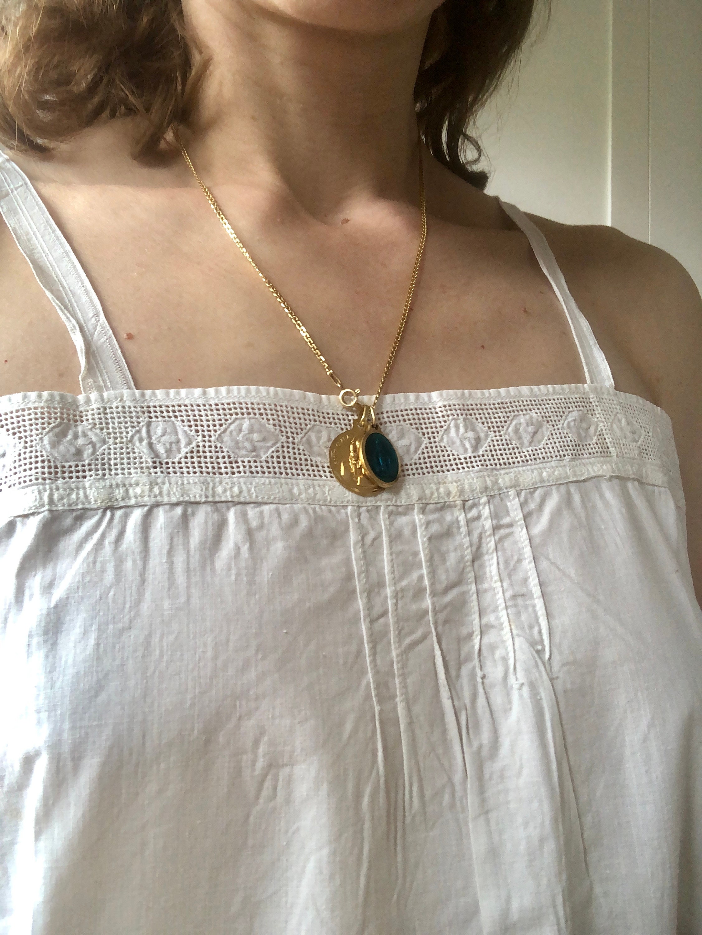 Casual French Vintage Linen Dress with Button Back