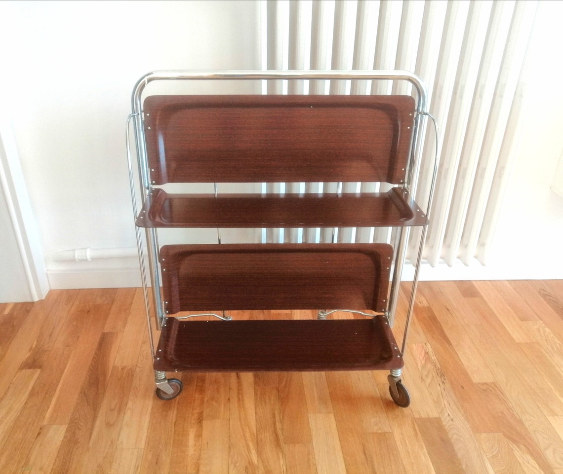 Iconic Mid Century Folding Bar Cart Foldable Bar Cart Etsy