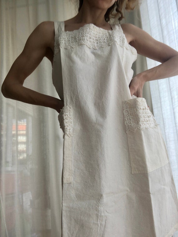 New Vintage white cotton dress, slip nightgown, n… - image 1