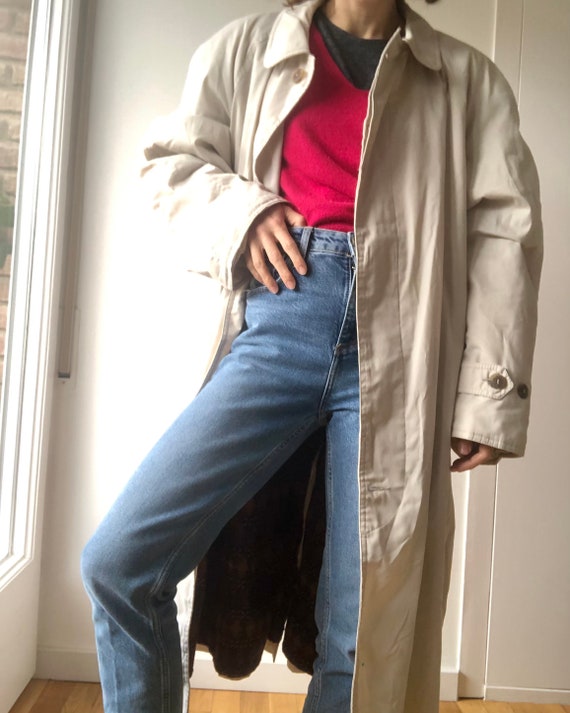 Vintage  unisex trench coat. Belted oversize beig… - image 3
